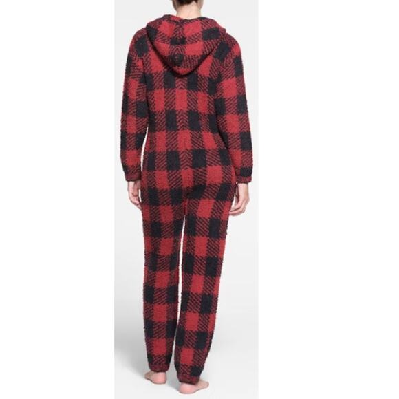NWT ~ SKIMS Unisex Red Black Brick Buffalo Check Cozy Knit Onesie Size XXS/XS - Picture 2 of 7